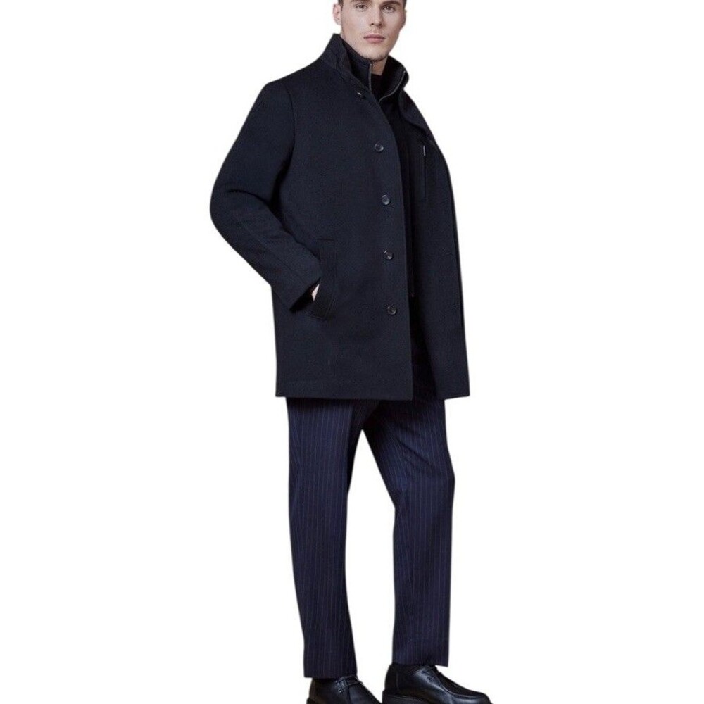 Cardinal Of Canada Mens Black Double Mock Neck Remove Bib 100%Wool Car Coat 40 - Picture 14 of 16